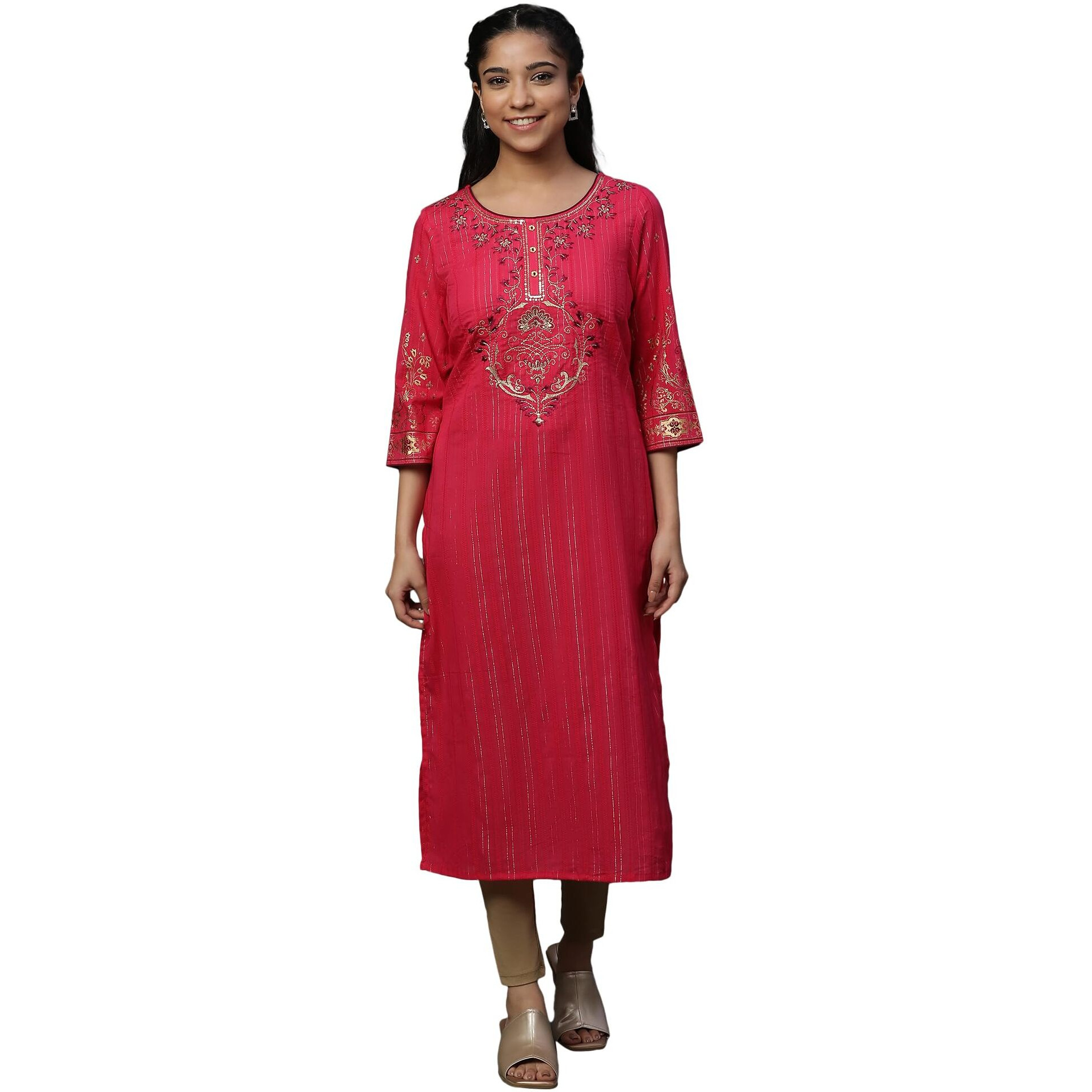 Aurelia Women's Viscose Regular Kurta (24Fea14536-606629_Wine