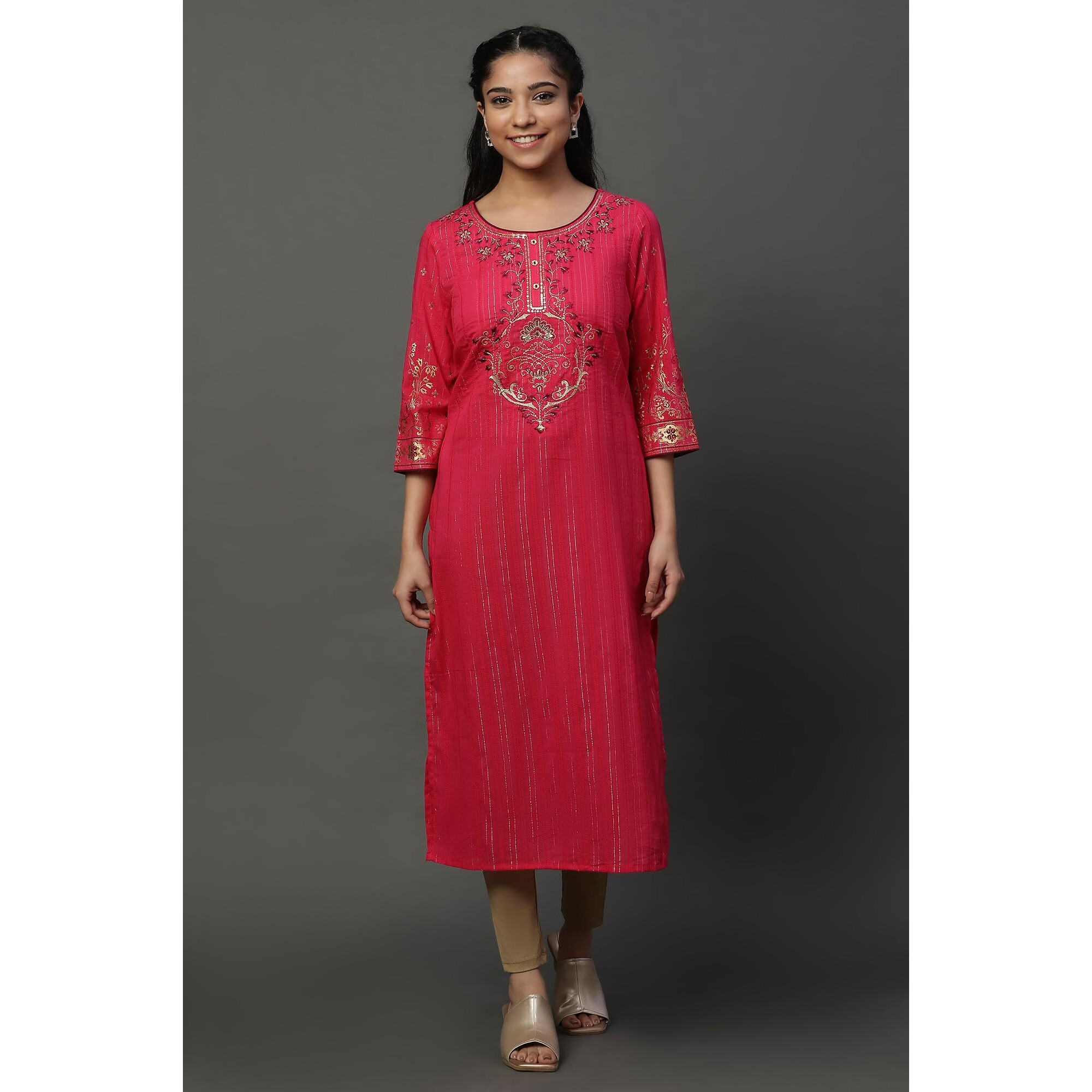 Aurelia Women's Viscose Regular Kurta (24Fea14536-606629_Wine