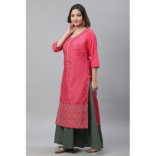 Aurelia Women's Viscose Regular Kurta (24Fea14569-507715_Rapture Rose