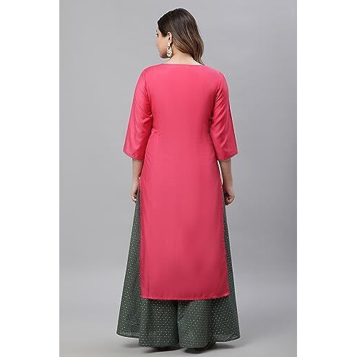 Aurelia Women's Viscose Regular Kurta (24Fea14569-507715_Rapture Rose