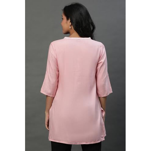 Aurelia Women's Viscose Regular Kurti (24Fea30472-702548_Coral Blush
