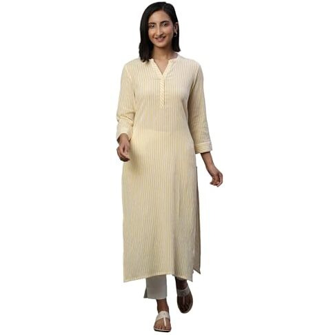Aurelia Women's Cotton Regular Kurta (24Fea14815-704875_Yellow