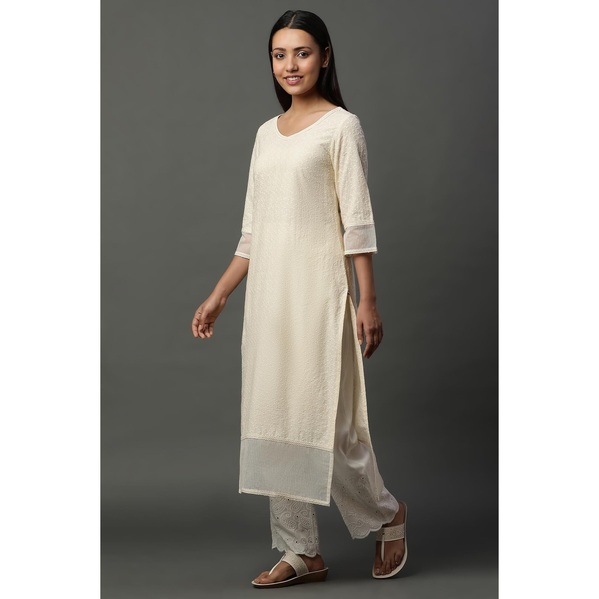 Aurelia Women's Cotton Regular Kurta (24Fea14996_Yellow