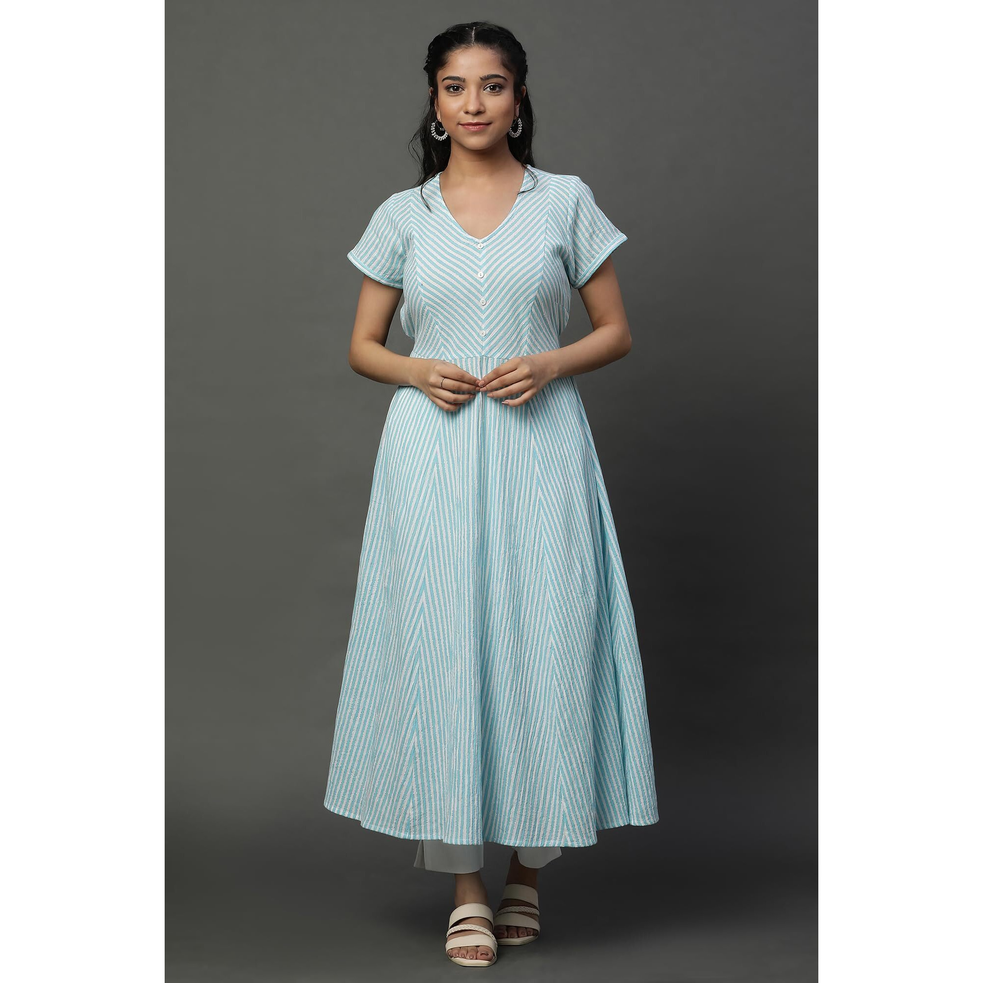 Aurelia Women's Cotton Regular Kurta (24Fea14806-704874_Blue