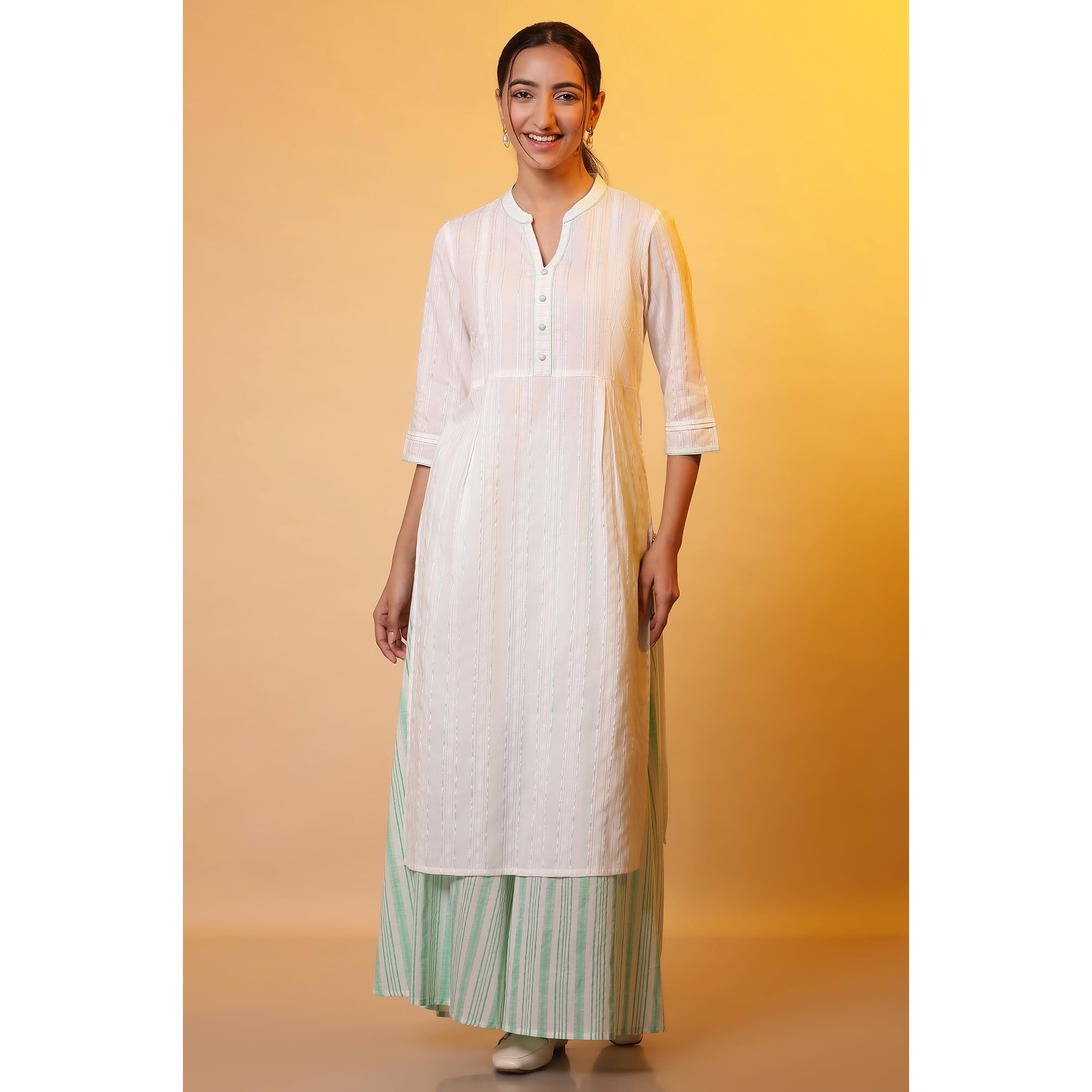 Aurelia Women's Cotton Regular Kurta (24Fea14777-607033_White