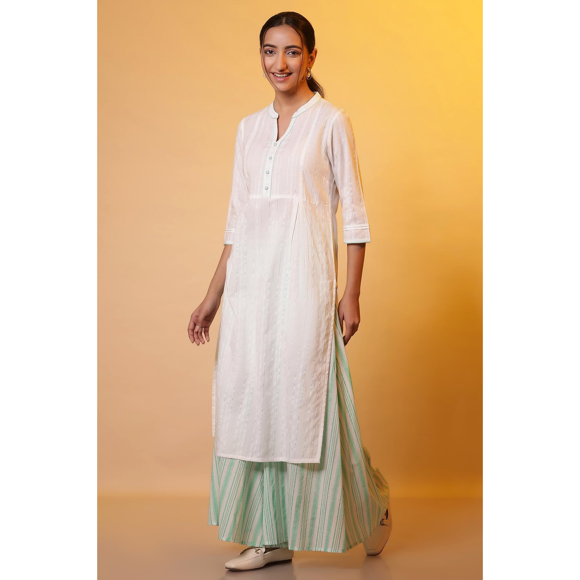 Aurelia Women's Cotton Regular Kurta (24Fea14777-607033_White