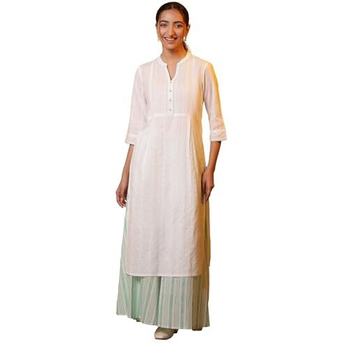 Aurelia Women's Cotton Regular Kurta (24Fea14777-607033_White