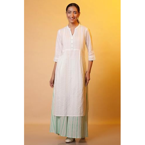 Aurelia Women's Cotton Regular Kurta (24Fea14777-607033_White