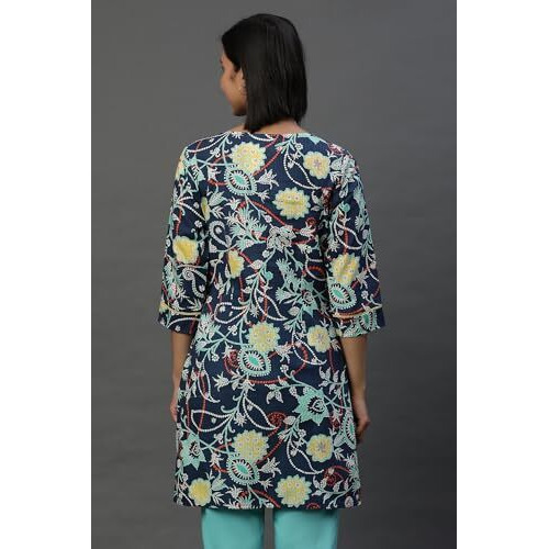 Aurelia Women's Floral Regular Kurti (24Fea30414_Orange