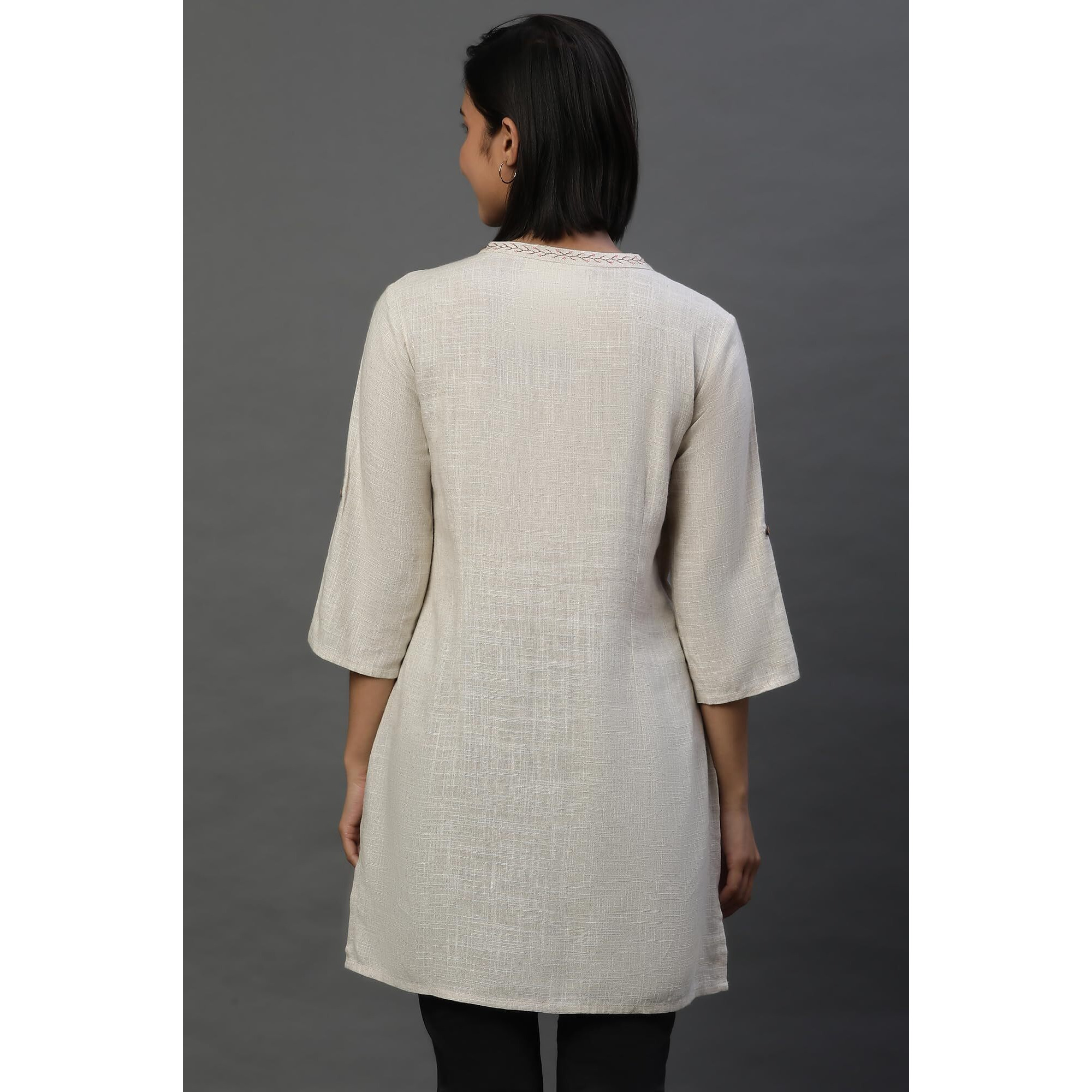 Aurelia Women's Rayon Solid Regular Kurti (24Fea30427_Beige