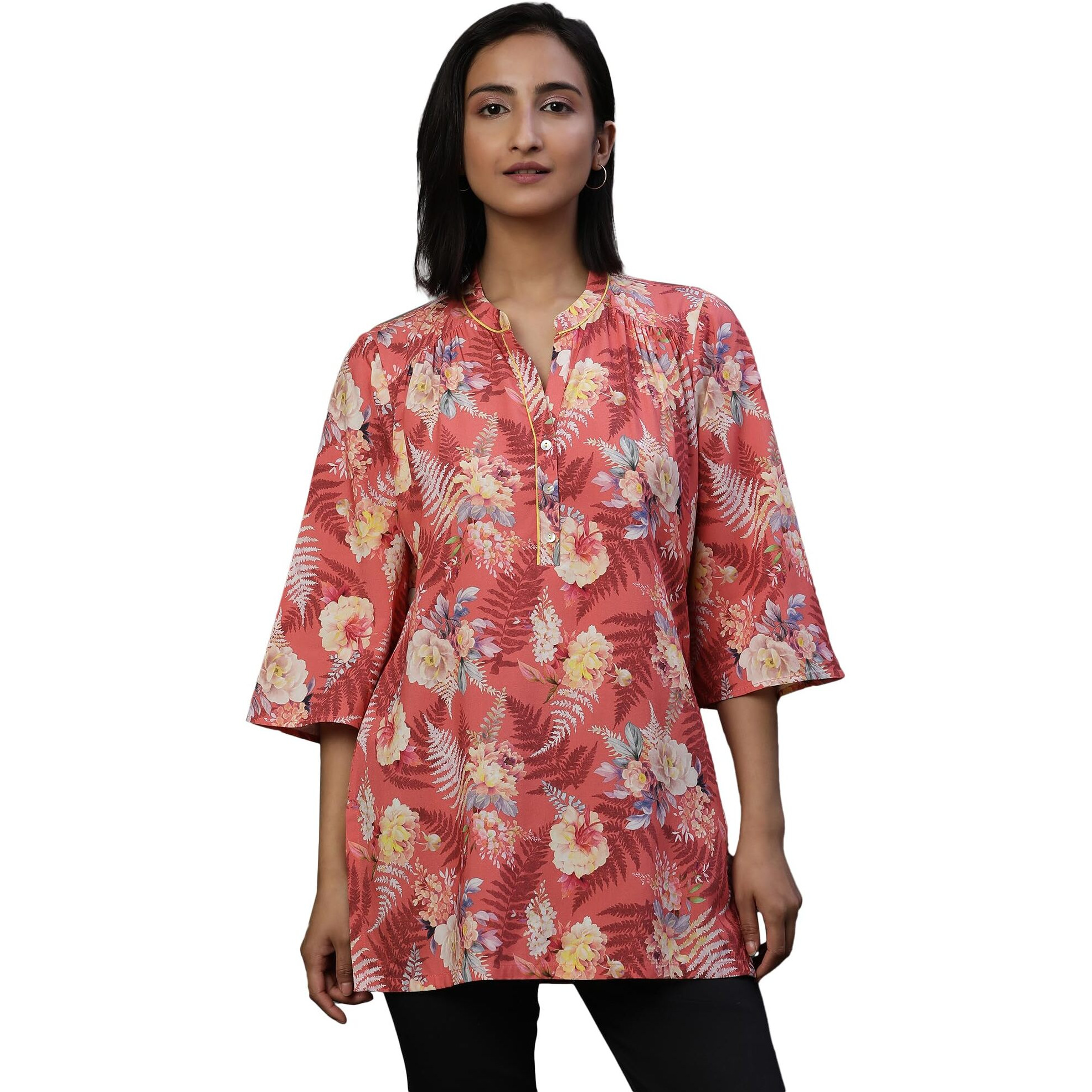 Aurelia Women's Cotton Floral Regular Kurti (24Fea30438_Red