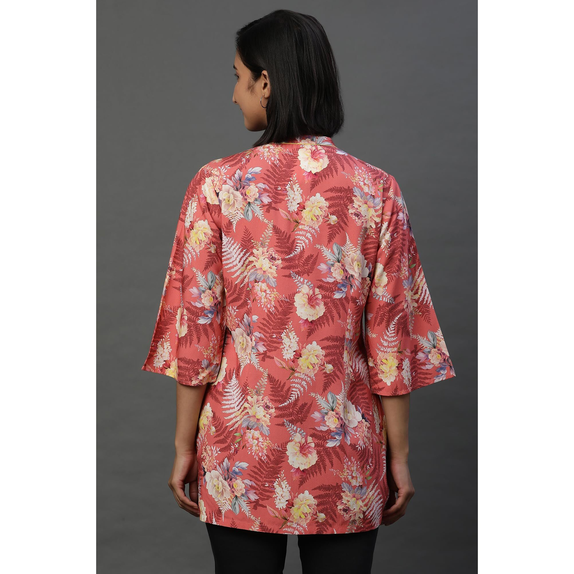 Aurelia Women's Cotton Floral Regular Kurti (24Fea30438_Red