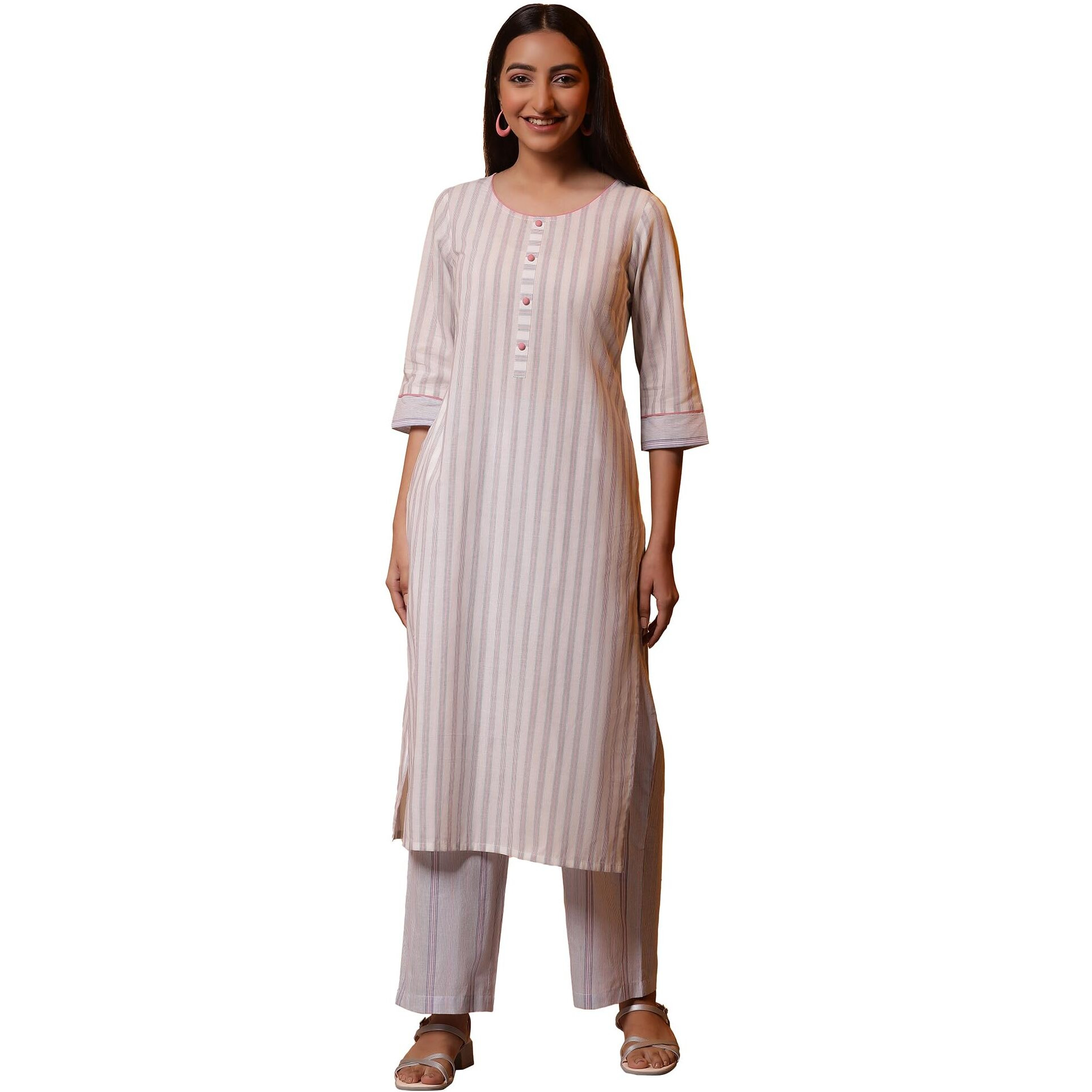Aurelia Women's Cotton Kurta Set (24Feas14831_Off White