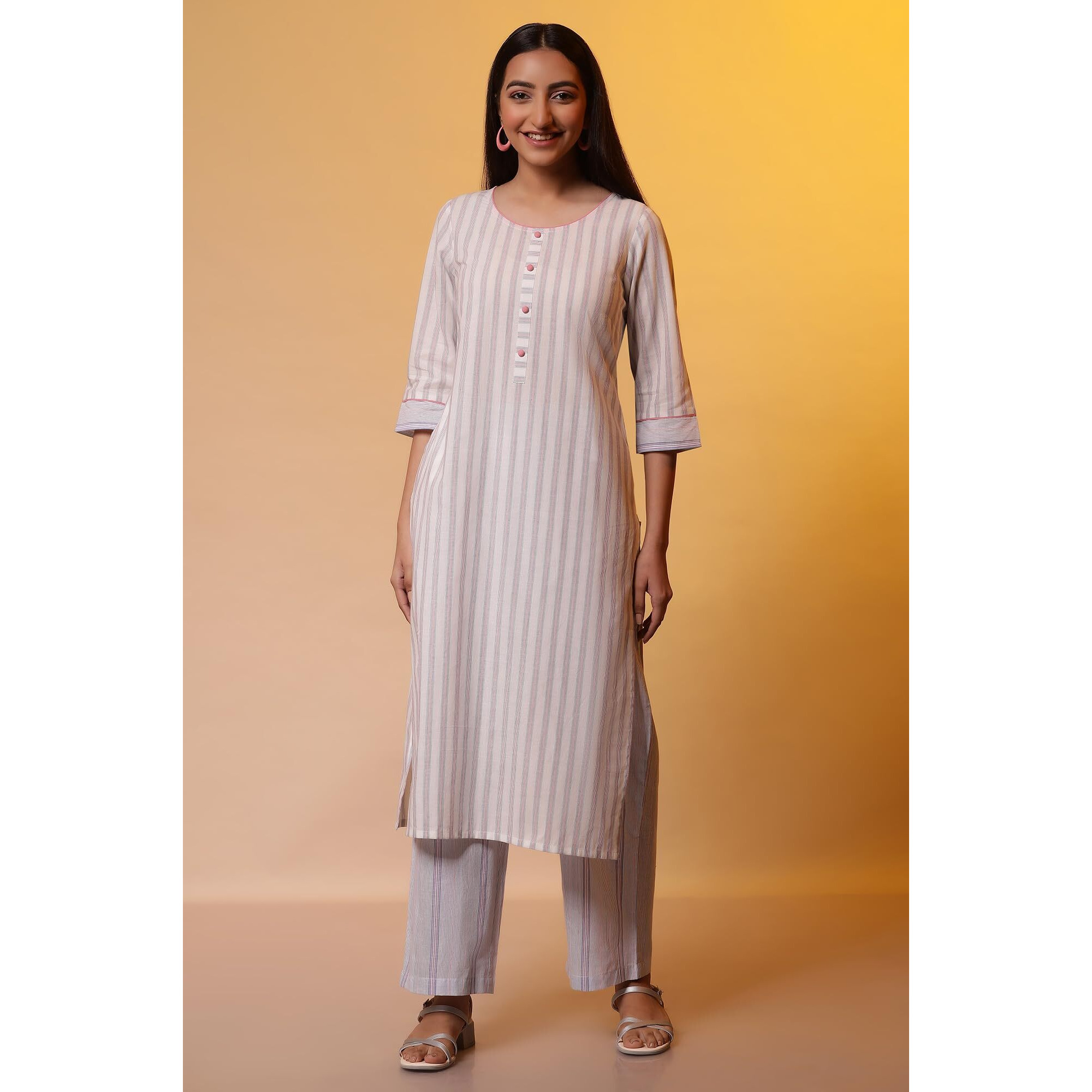 Aurelia Women's Cotton Kurta Set (24Feas14831_Off White