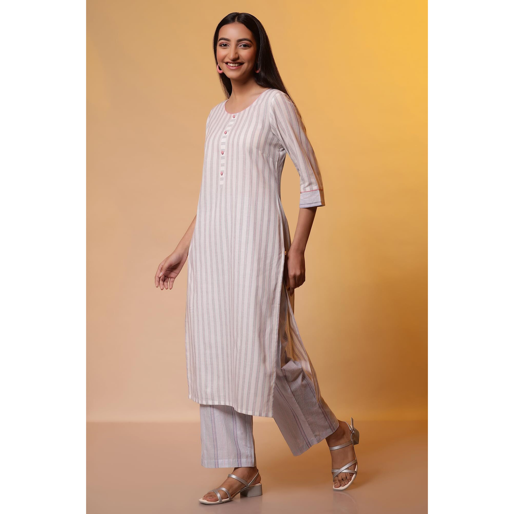 Aurelia Women's Cotton Kurta Set (24Feas14831_Off White