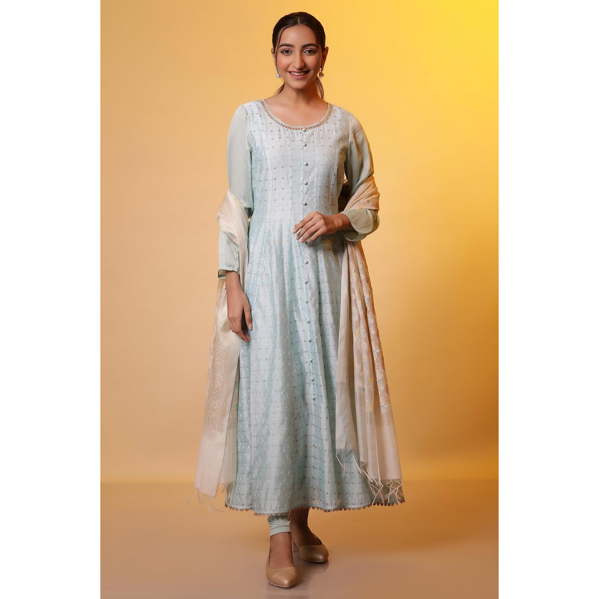 Aurelia Women's Rayon Kurta Set (24Fed10603_Blue