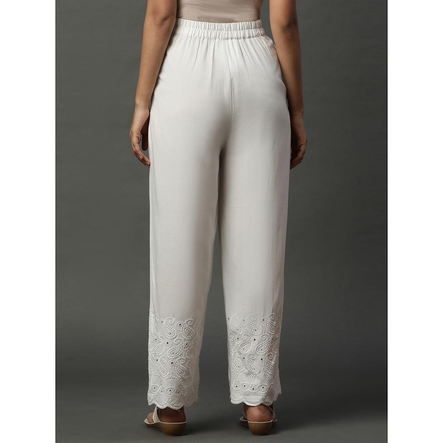Aurelia Women's Straight Palazzos (24Fea60340_White