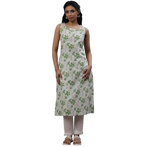 W Women Off White Floral Print Cotton A-Line Kurta_24Few11134-123203_2Xl