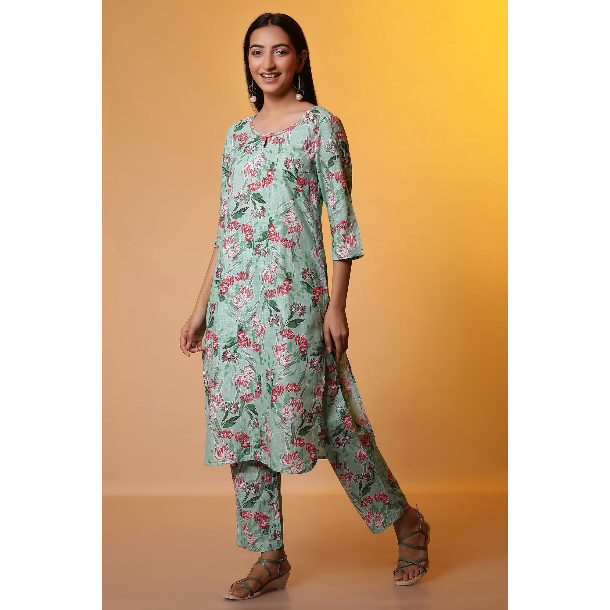 Aurelia Women's Rayon Kurta Set (24Feas14913_Green
