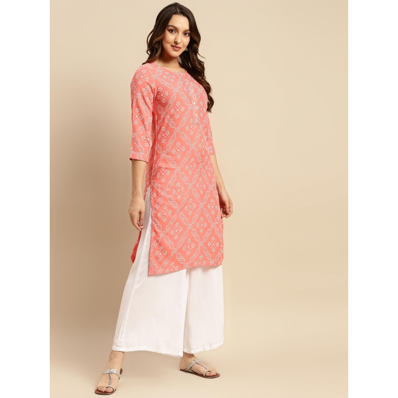 Rangita Peach Rayon Knee Length Printed Straight Kurti For Women | Kurta For Women_3Xl (Pack Of 2)