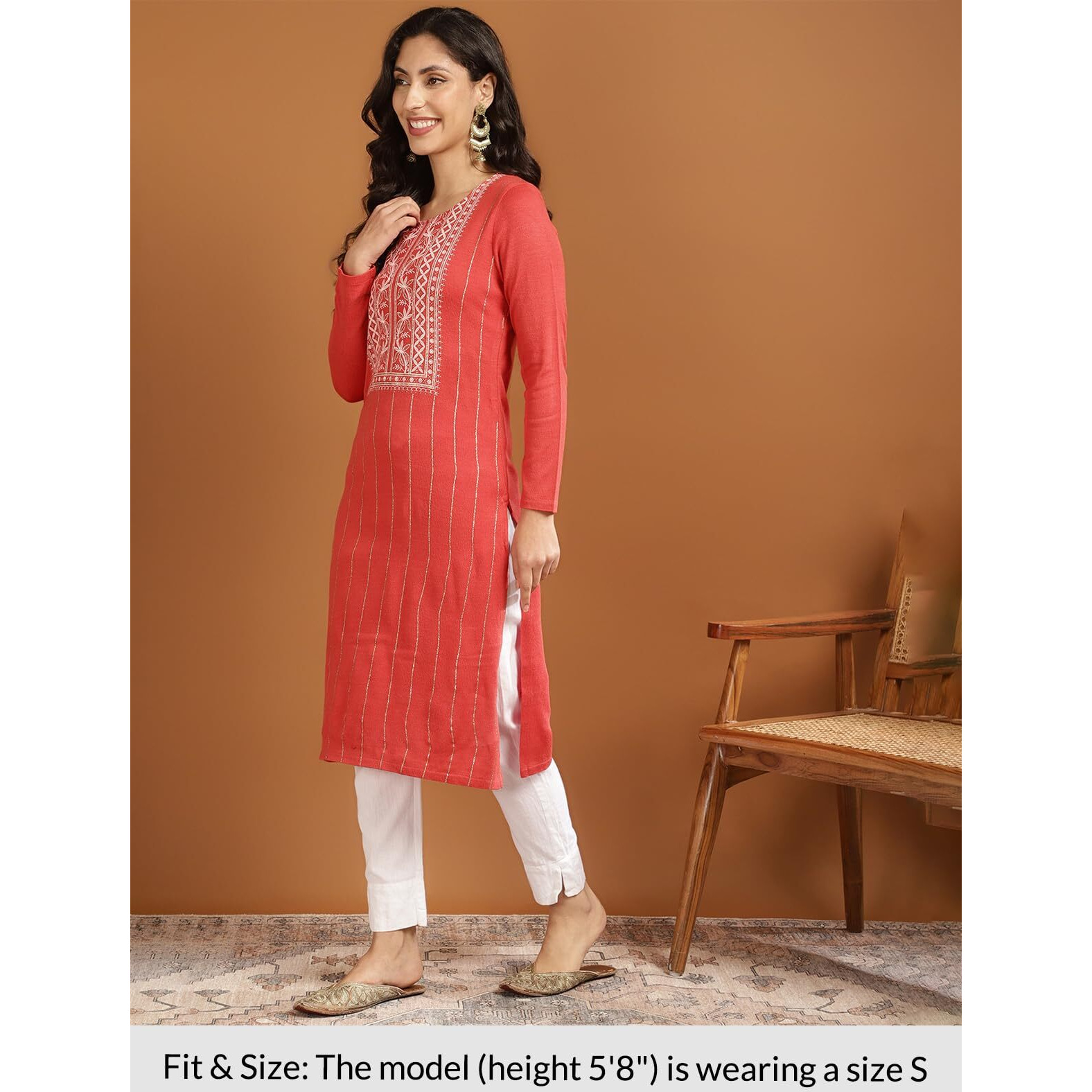Rangita Coral Acrylic Calf Length Printed Straight Kurti For Women | Kurta For Women_M