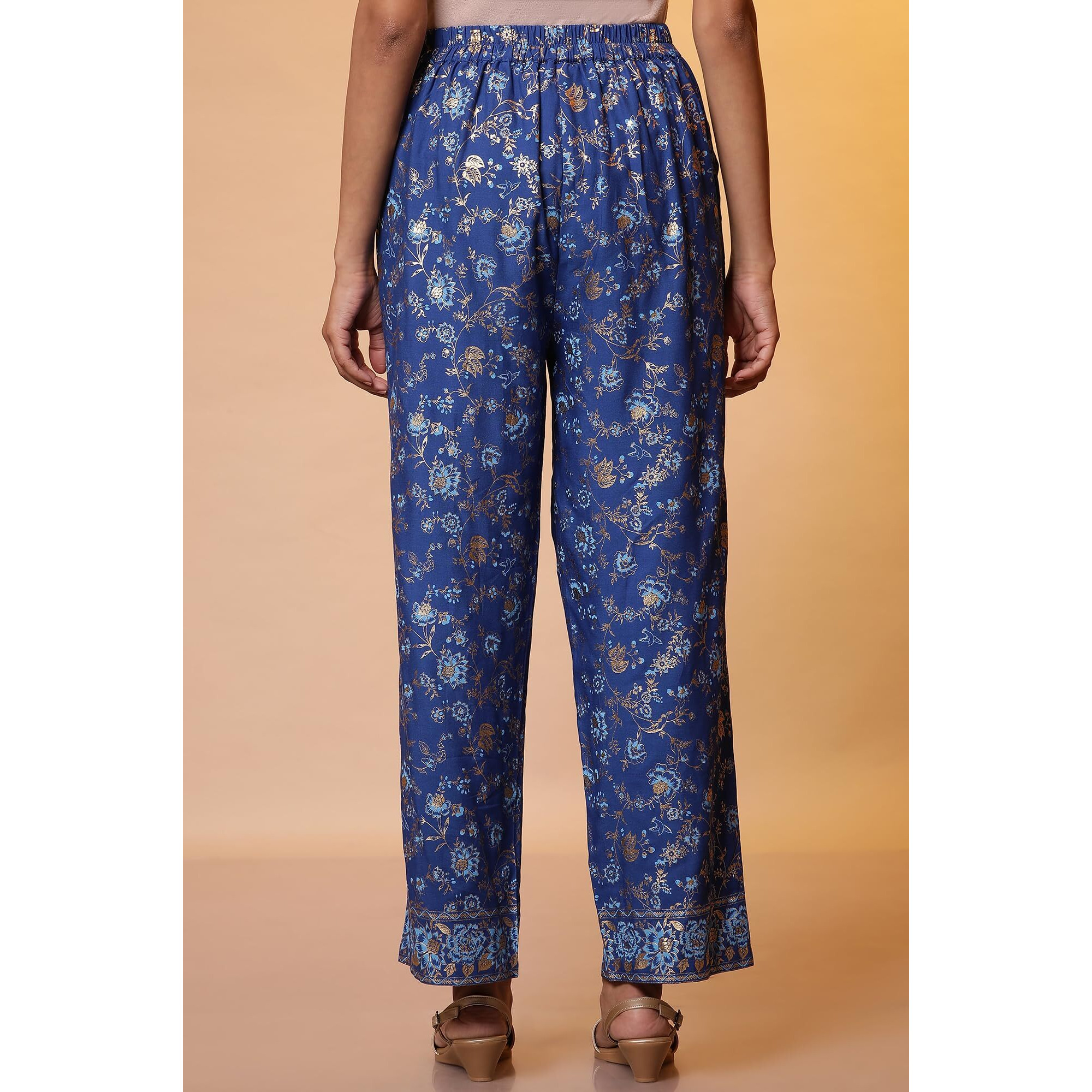 Aurelia Women's Straight Palazzos (24Fea60340_Blue