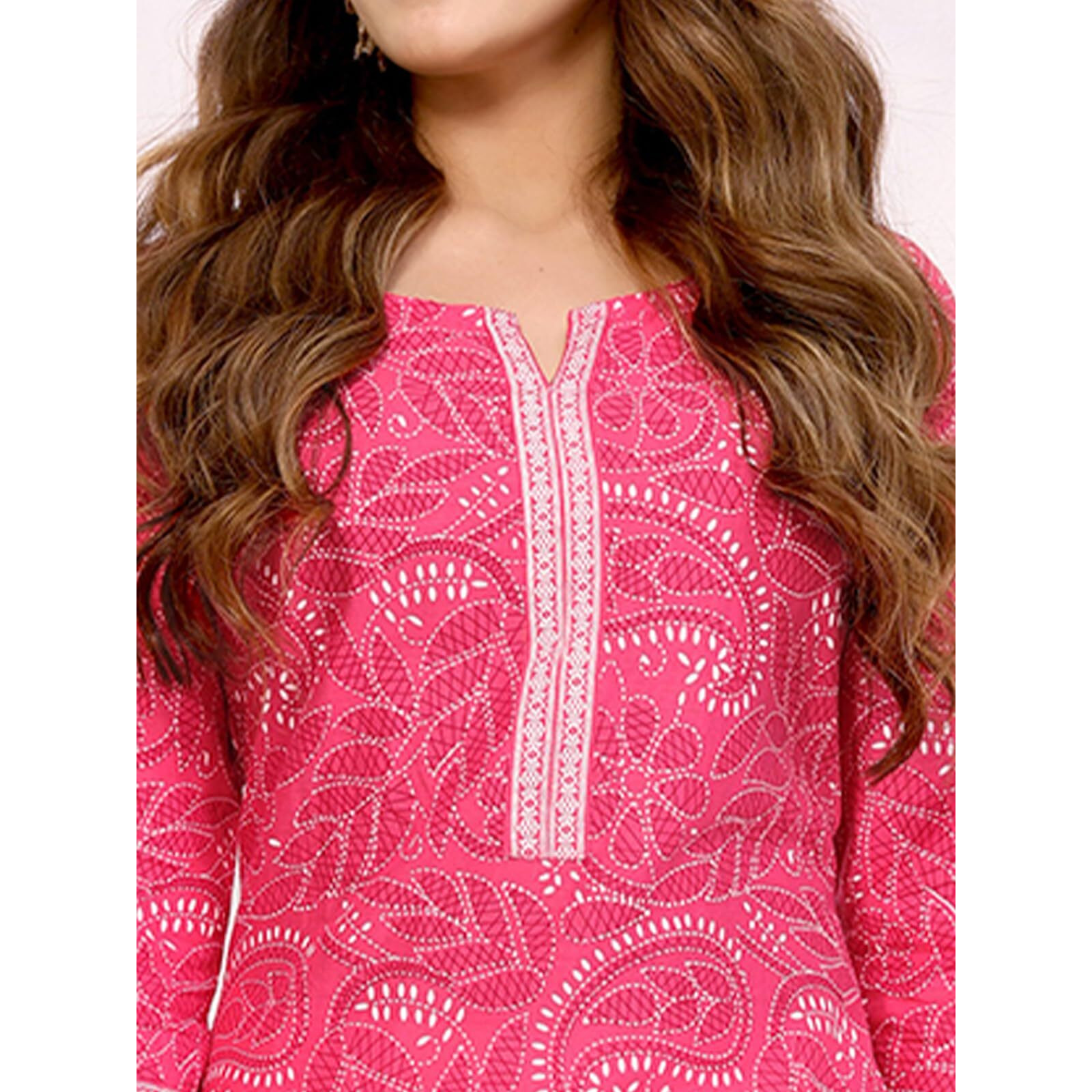 Rangita Pink Cotton Calf Length Printed Straight Kurti | Kurta For Women_2Xl