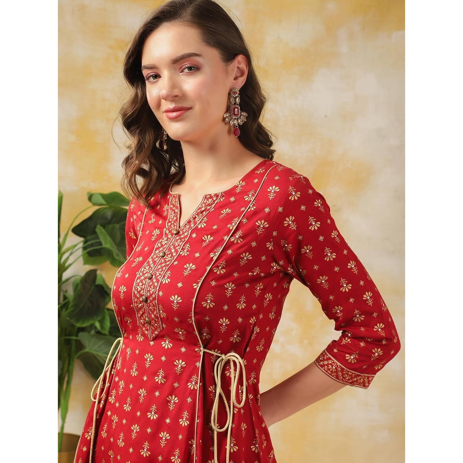 Rangita Maroon Rayon Printed A-Line Kurta With Pant | Kurta Set For Women_L