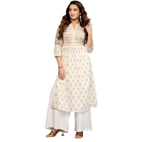 Rangita Orange Cotton Calf Length Embroidered Flared Kurti | Kurta For Women_2Xl