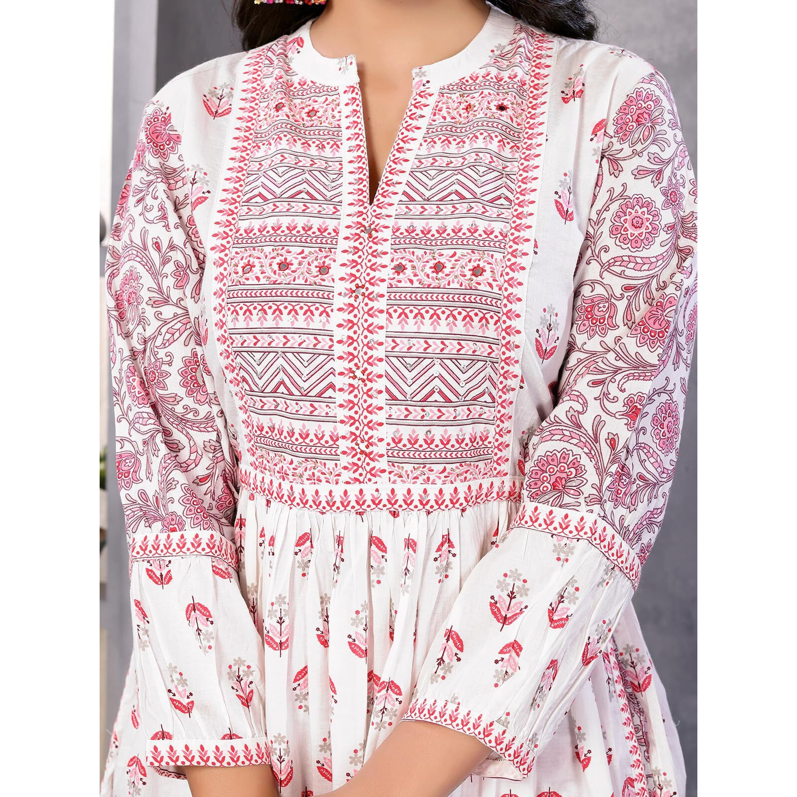 Rangita Pink Cotton Embroidered A-Line Kurta With Afgani Pant And Dupatta | Kurta Set For Women_Xl