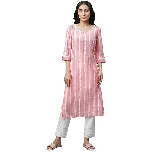 Aurelia Women's Viscose Regular Kurta (24Fea14450-704183_Desert Flower