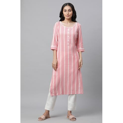 Aurelia Women's Viscose Regular Kurta (24Fea14450-704183_Desert Flower