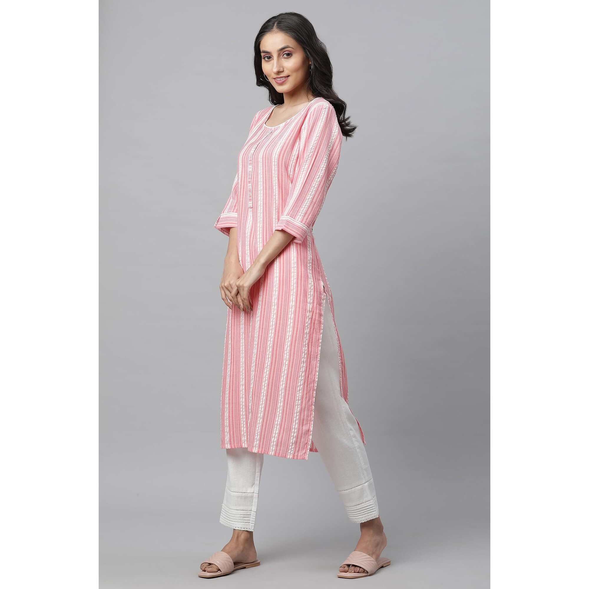 Aurelia Women's Viscose Regular Kurta (24Fea14450-704183_Desert Flower