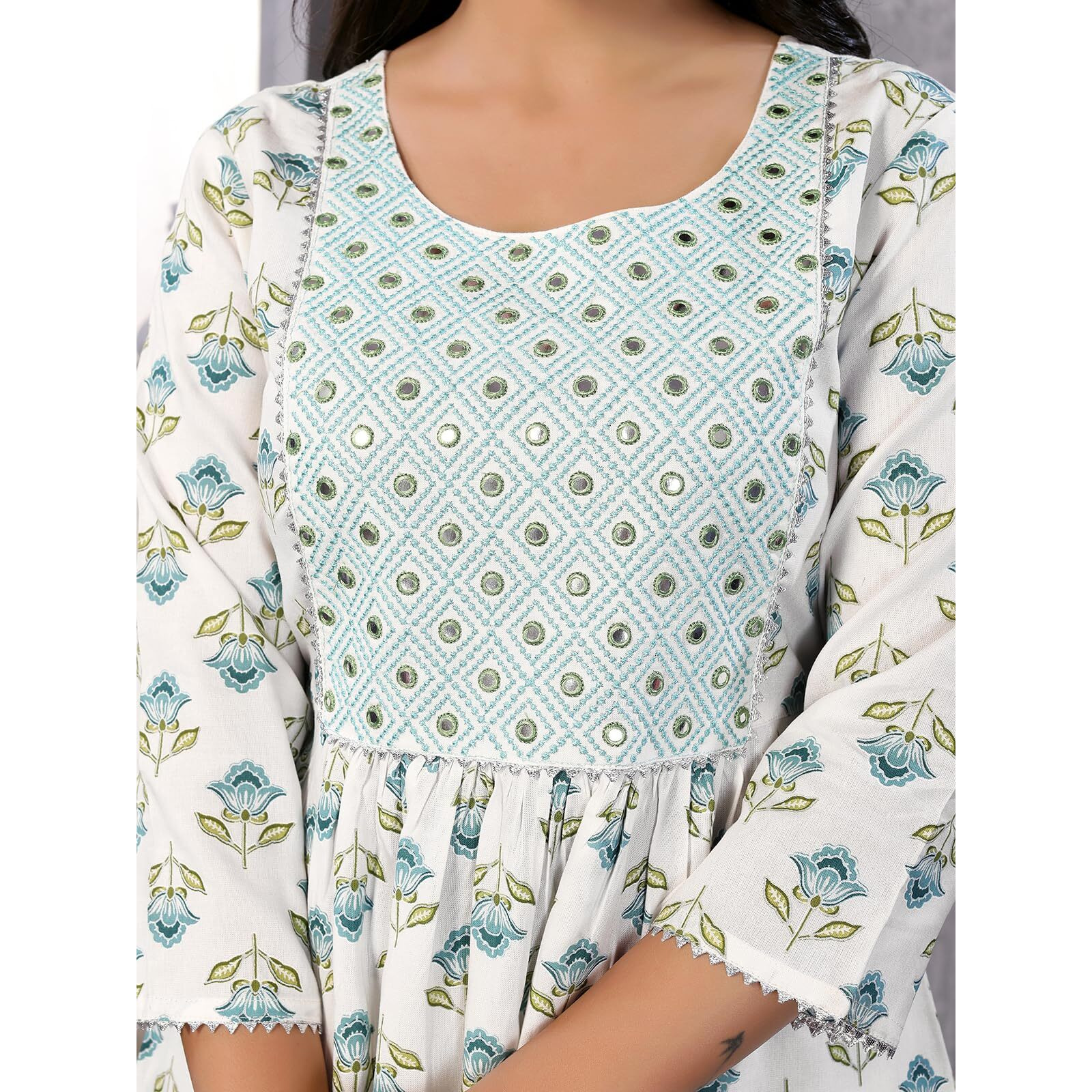 Rangita White Rayon Calf Length Embroidered Anarkali Kurti | Kurta For Women_M