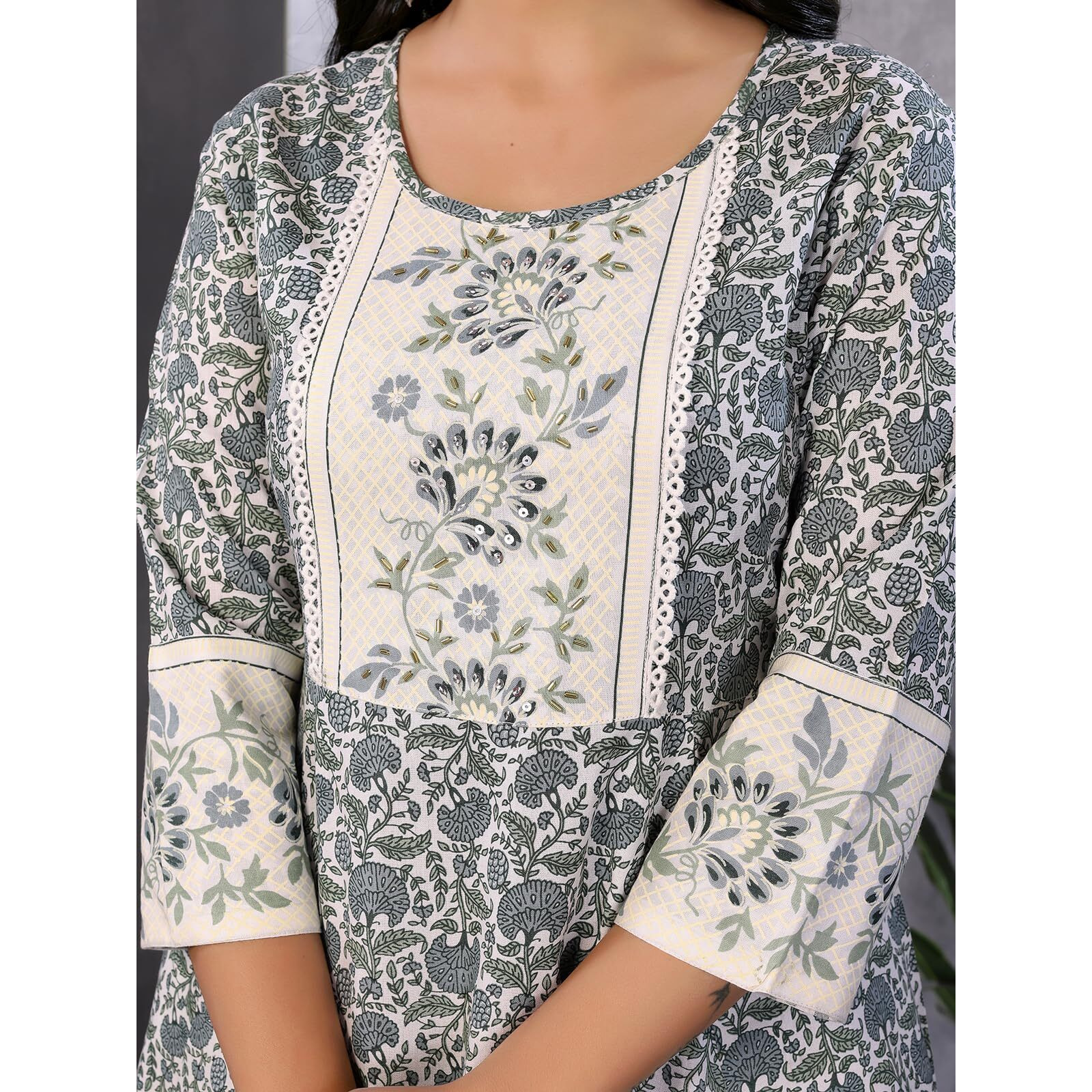 Rangita White Rayon Calf Length Embellished Flared Kurti | Kurta For Women_M