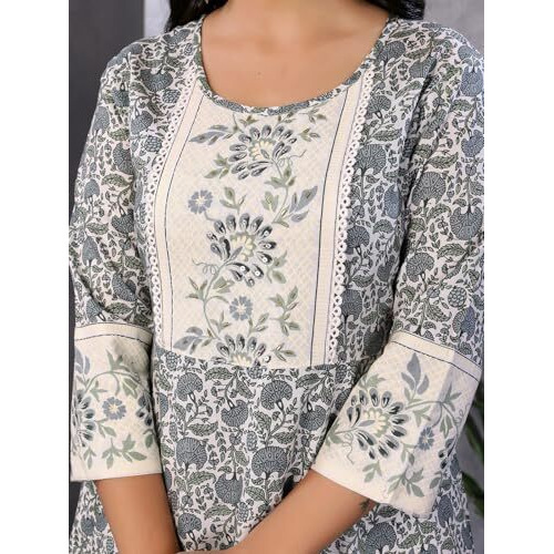 Rangita White Rayon Calf Length Embellished Flared Kurti | Kurta For Women_L