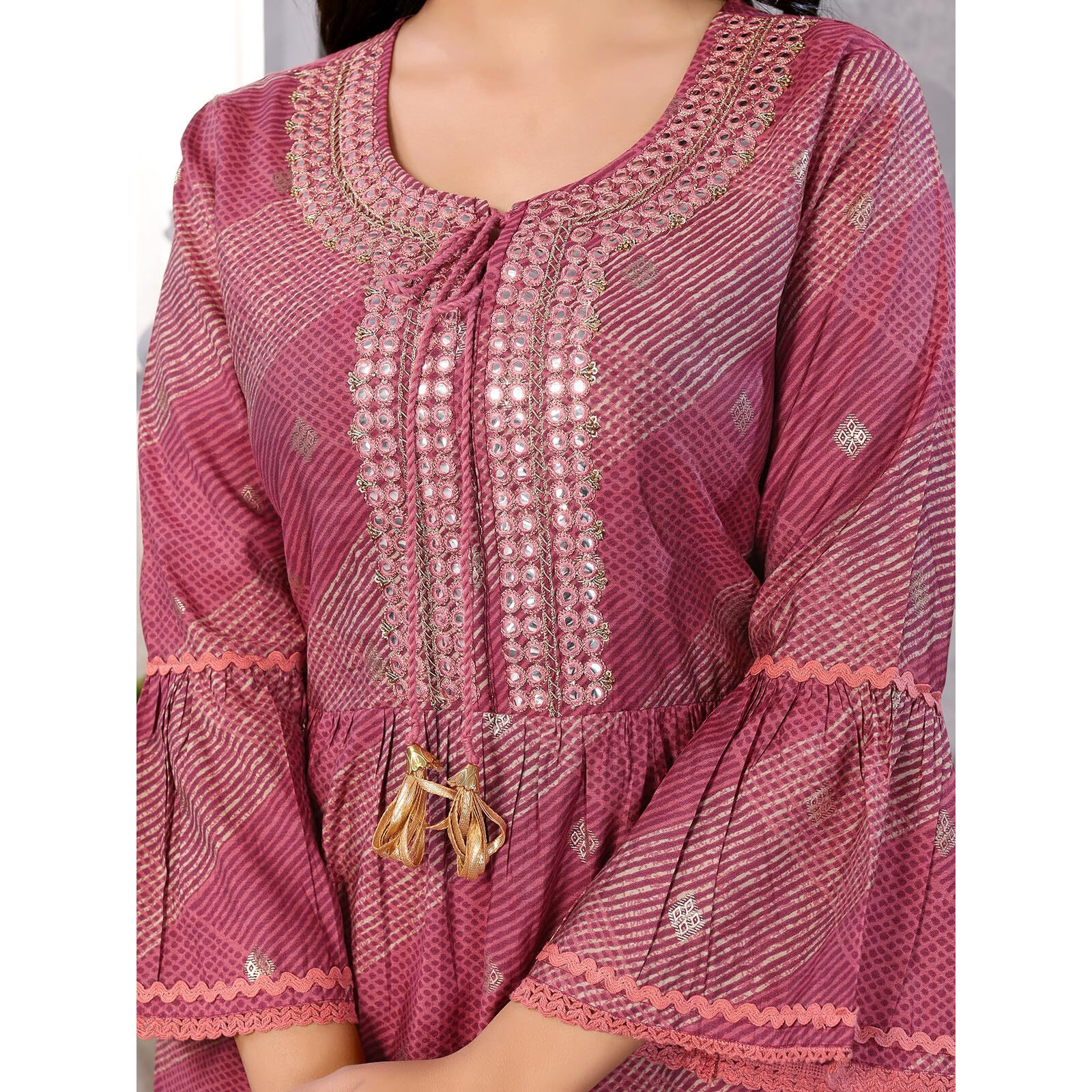 Rangita Maroon Chanderi Embroidered A-Line Kurta With Pant | Kurta Set For Women_2Xl