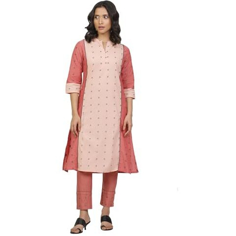 W Women Red Geometric Print Viscose Kurta Set With Slim Pant_24Onws17695-312188_L