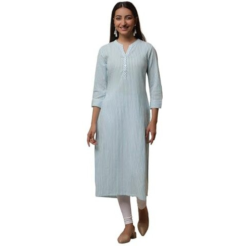 Aurelia Women Straight Cotton Kurta Set With Tights_24Onas14815-704874_Xl