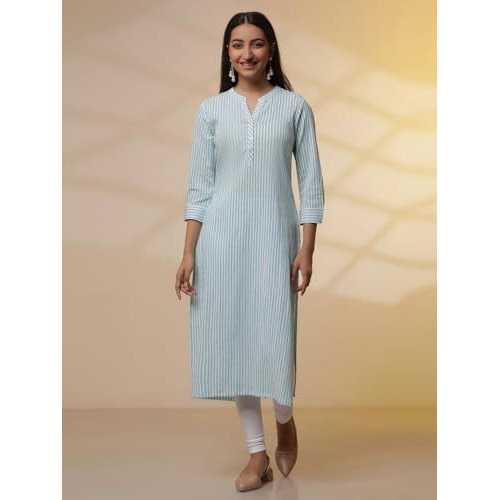Aurelia Women Straight Cotton Kurta Set With Tights_24Onas14815-704874_Xl