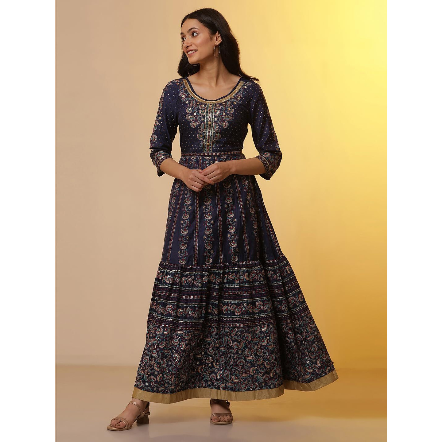 Aurelia Women A-Line Poly Shantung Kurta Set With Tights & Dupatta_24Onas13489-506034_S