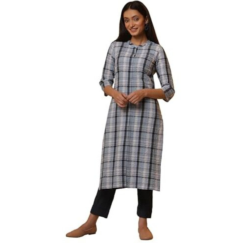 Aurelia Women Straight Cotton Kurta Set With Trousers_24Onas14304-704329_Xl