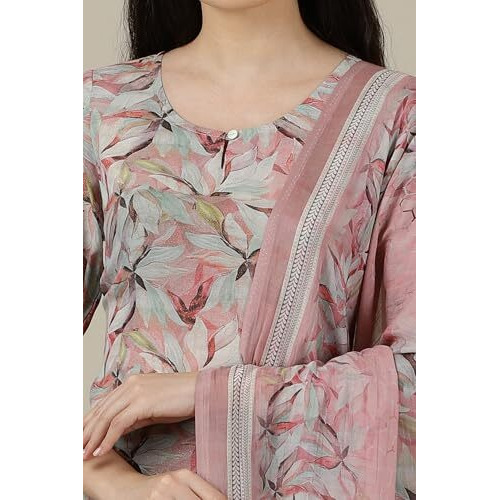 Aurelia Womens Floral Printed Straight Kurta Set With Palazzos And Dupatta For Women