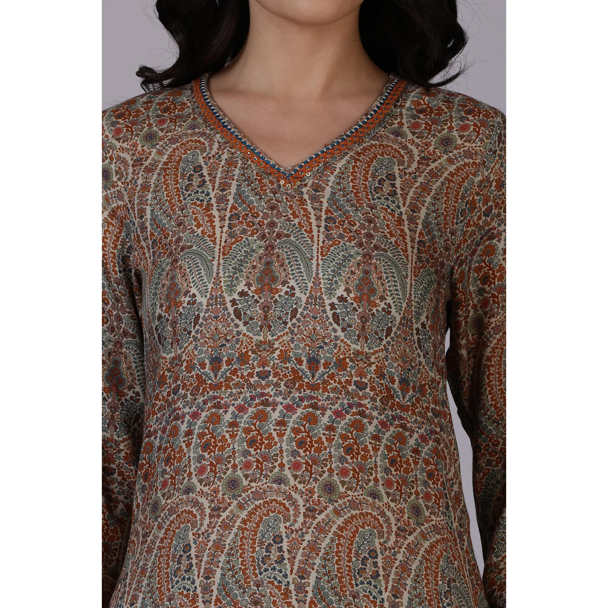 W Multicolour A-Line Kurta & Straight Pant For Women (Size L)-24Nows11959-125029