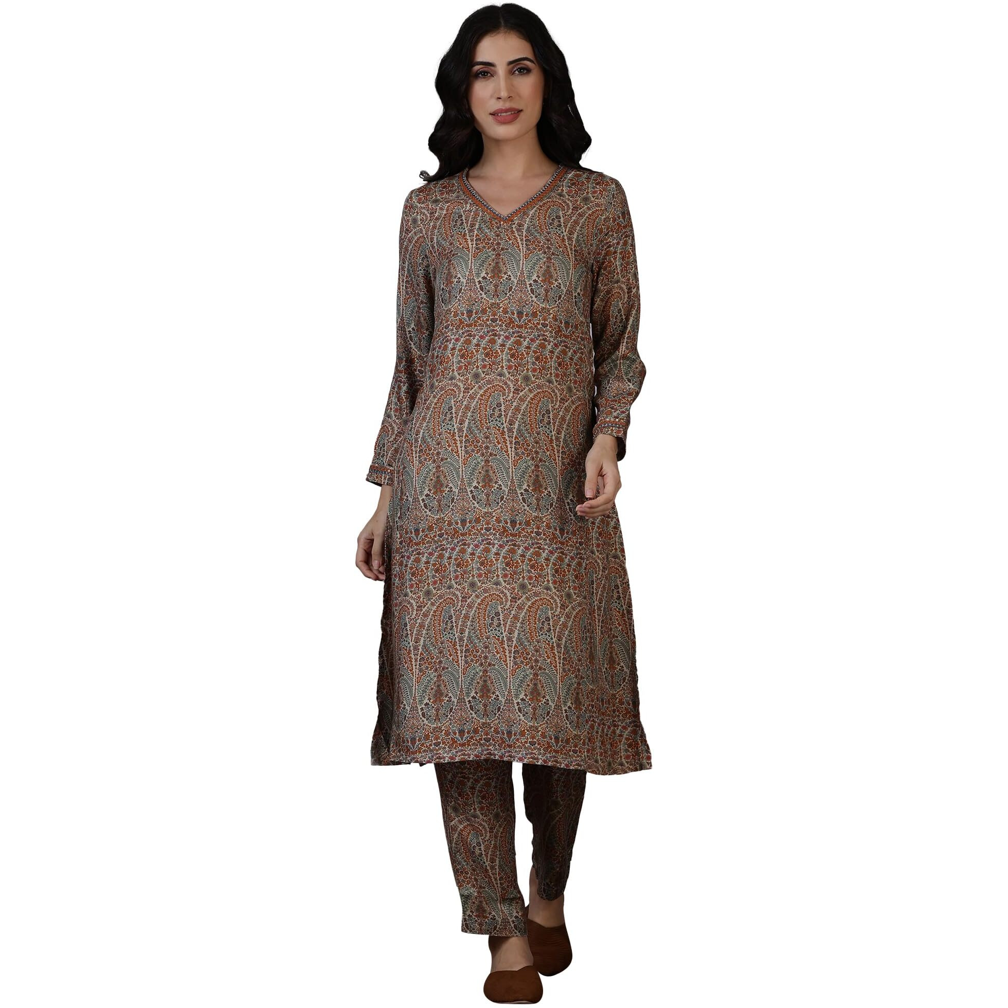 W Multicolour A-Line Kurta & Straight Pant For Women (Size S)-24Nows11959-125029