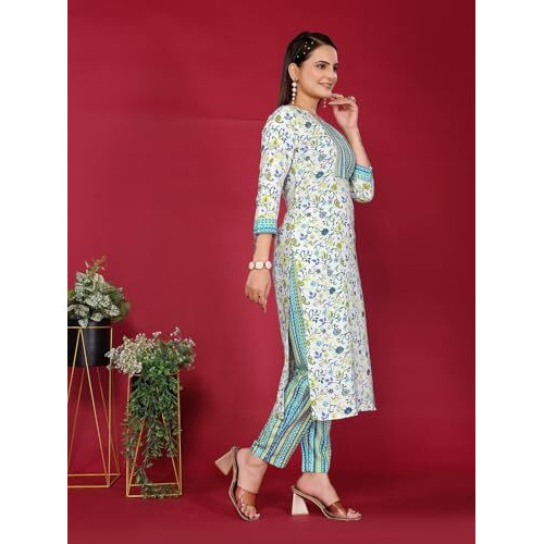 Rangita Light Blue Rayon Embroidered Straight Calf Length Kurta With Pant | Kurta Set For Women_M