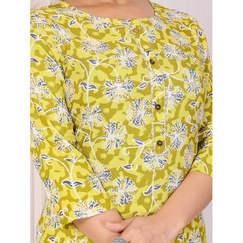 Rangita Yellow Rayon Straight Printed Knee Length Kurti | Kurta For Women_Xl