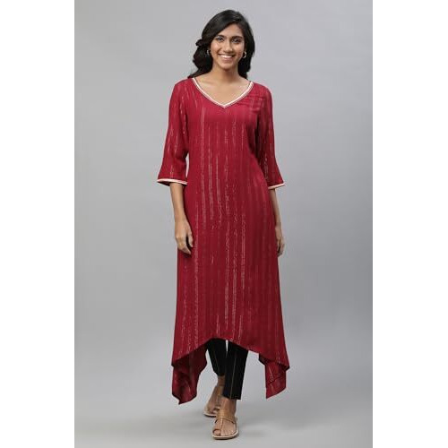 Maroon Embroidered Asymmetrical Kurta (Size 2Xl)-24Aua14303-704168