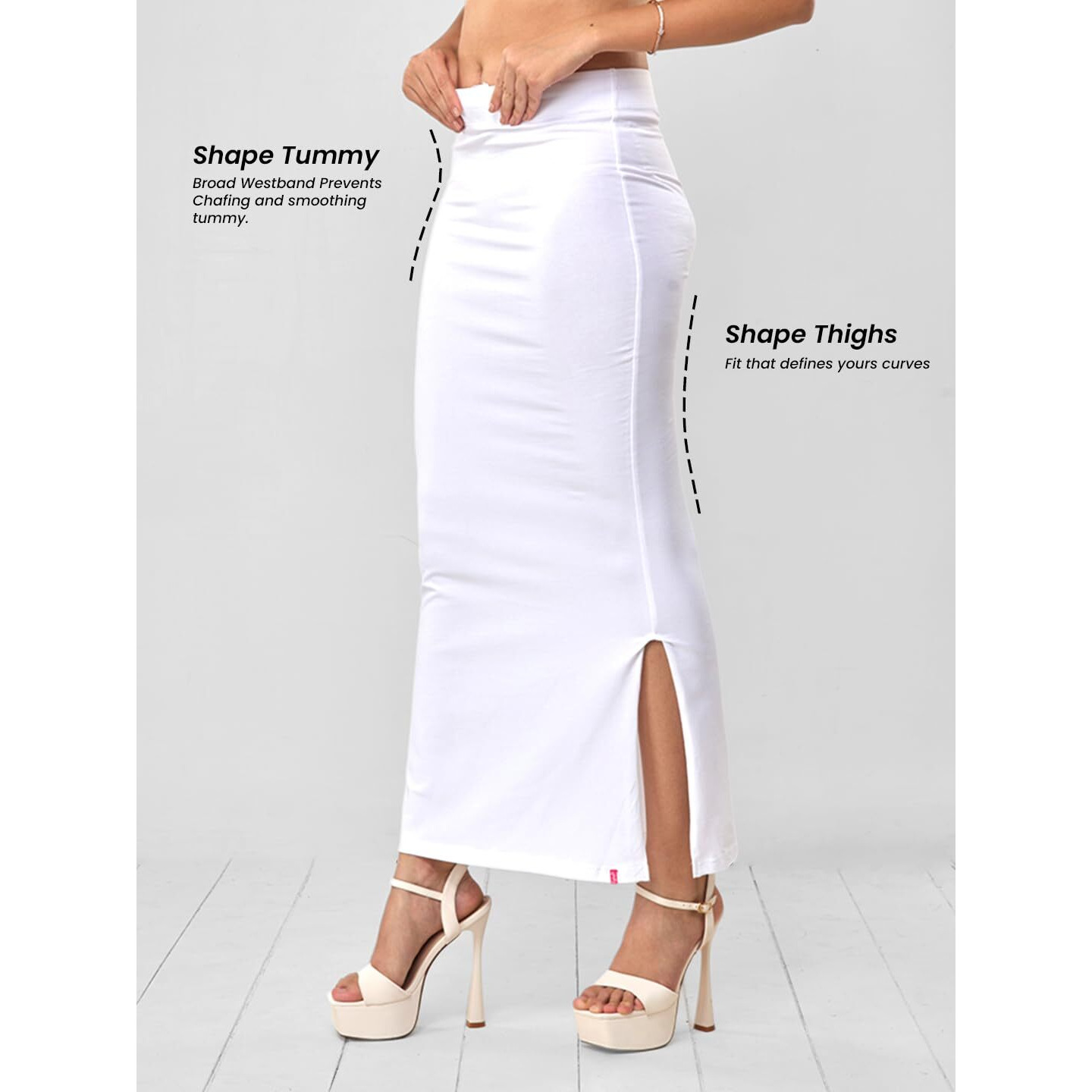 Lyra Women Saree Shaper (Petticoat) White