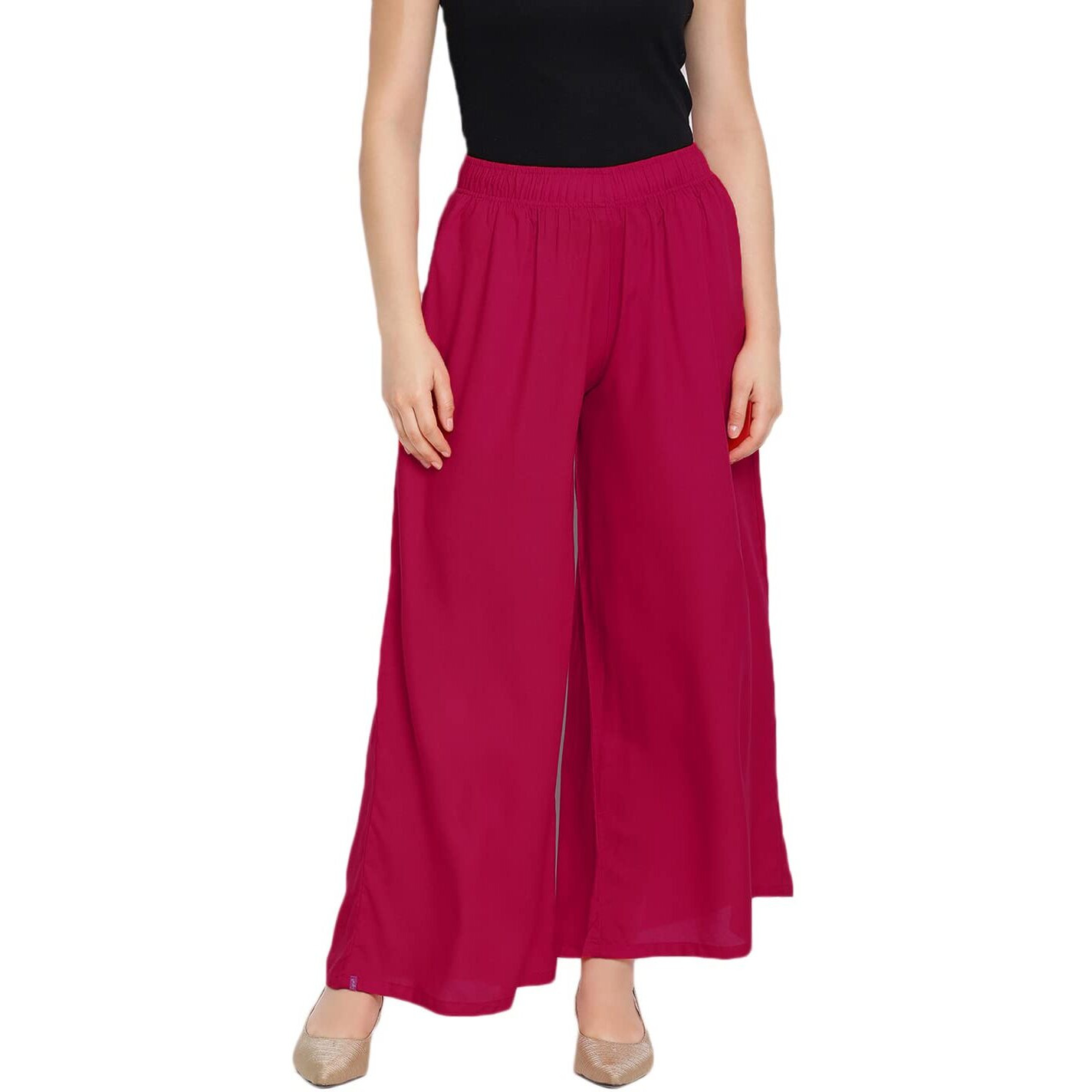 Lyra Women's Rayon Solid Regular Palazzo Free Size Pack Of 1, Rama